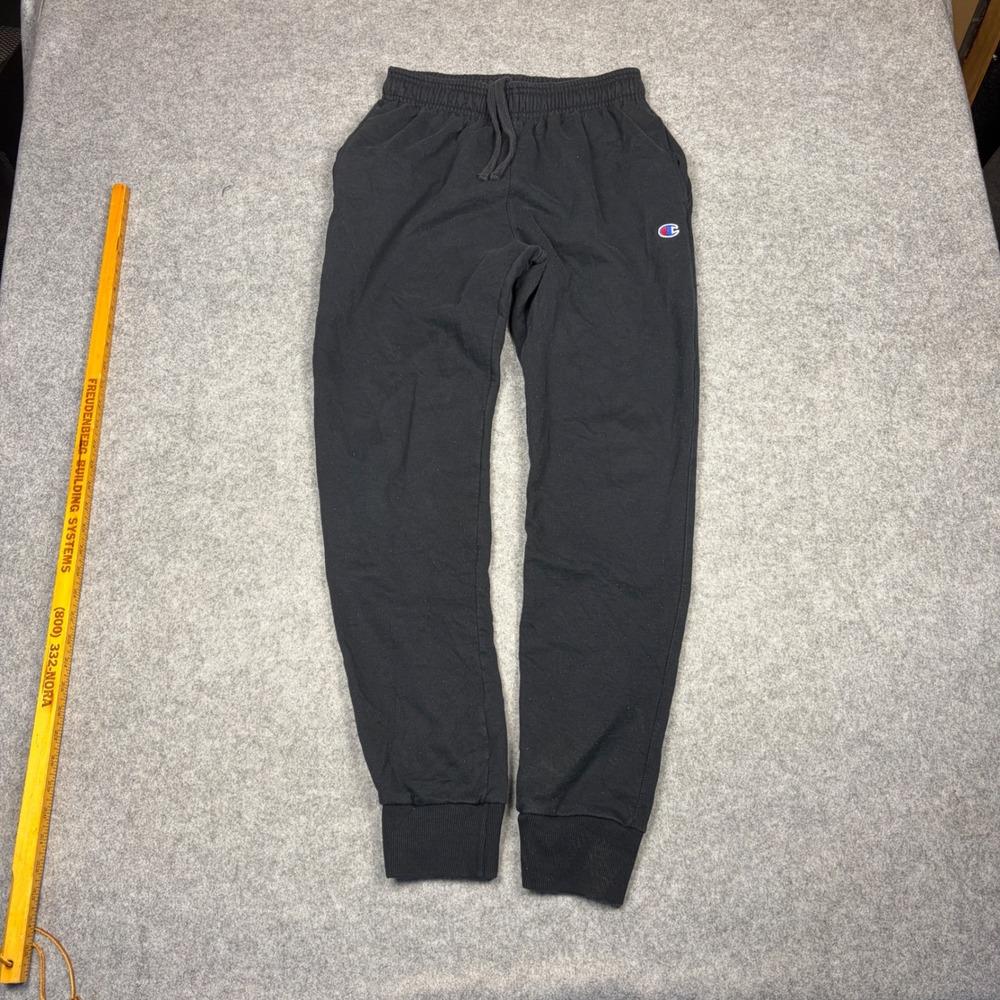 Champion Mens Joggers Black Fleece Sweatpants Size Medium Embroidered C Logo